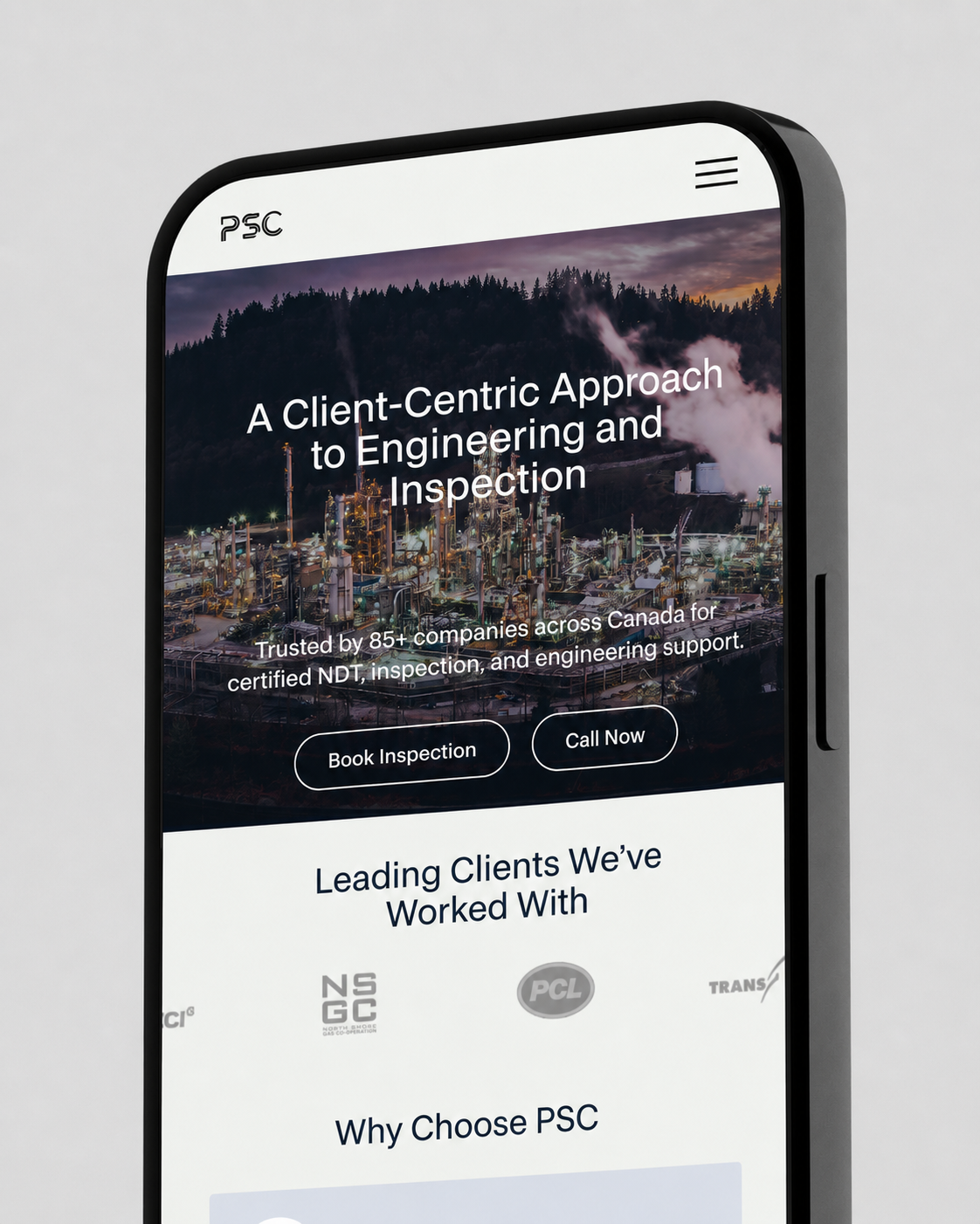 PSC - Inspection & Engineering mobile website preview
