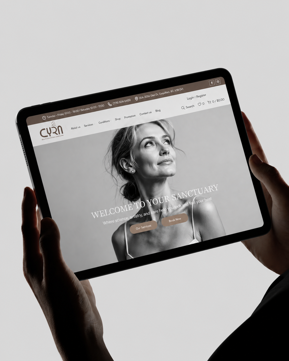 Cyra Beauty website hero desktop preview